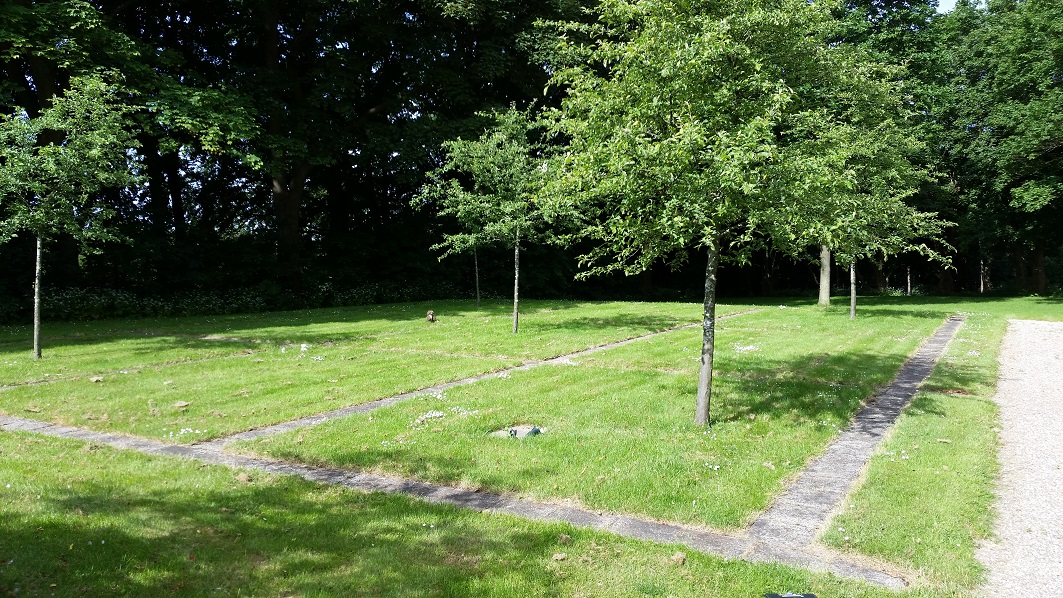 E kistefællesgrave med græs - barnegrave